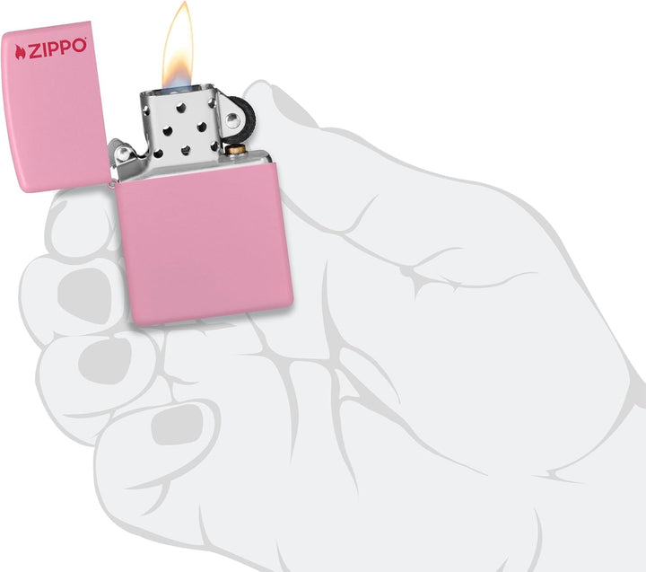 Zippo 60001206 Logo Feuerzeug, Messing, Pink Matte