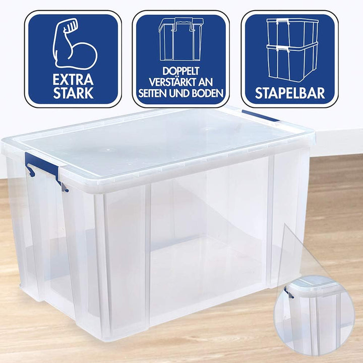 Bankers Box ProStore Grosse Aufbewahrungsbox mit Deckel 85 Liter aus Plastik (Innenmasse 37,5 x 57,5