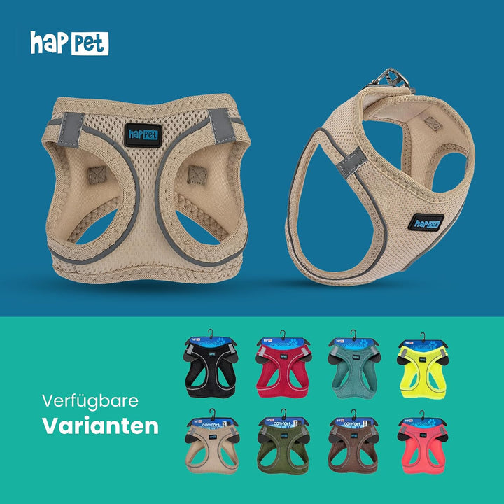 Happet Hundegeschirr XS für kleine Hunde – atmungsaktives Air-Mesh Brustgeschirr, weich gepolstert,