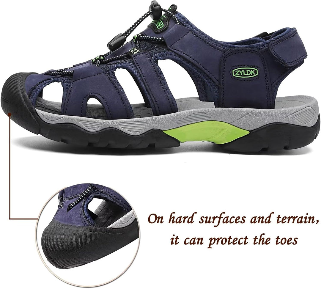 Herren Sandalen Leder Strand Trekkingsandalen Outdoorschuhe Sommer Wanderschuhe Männer Sport-Outdoor