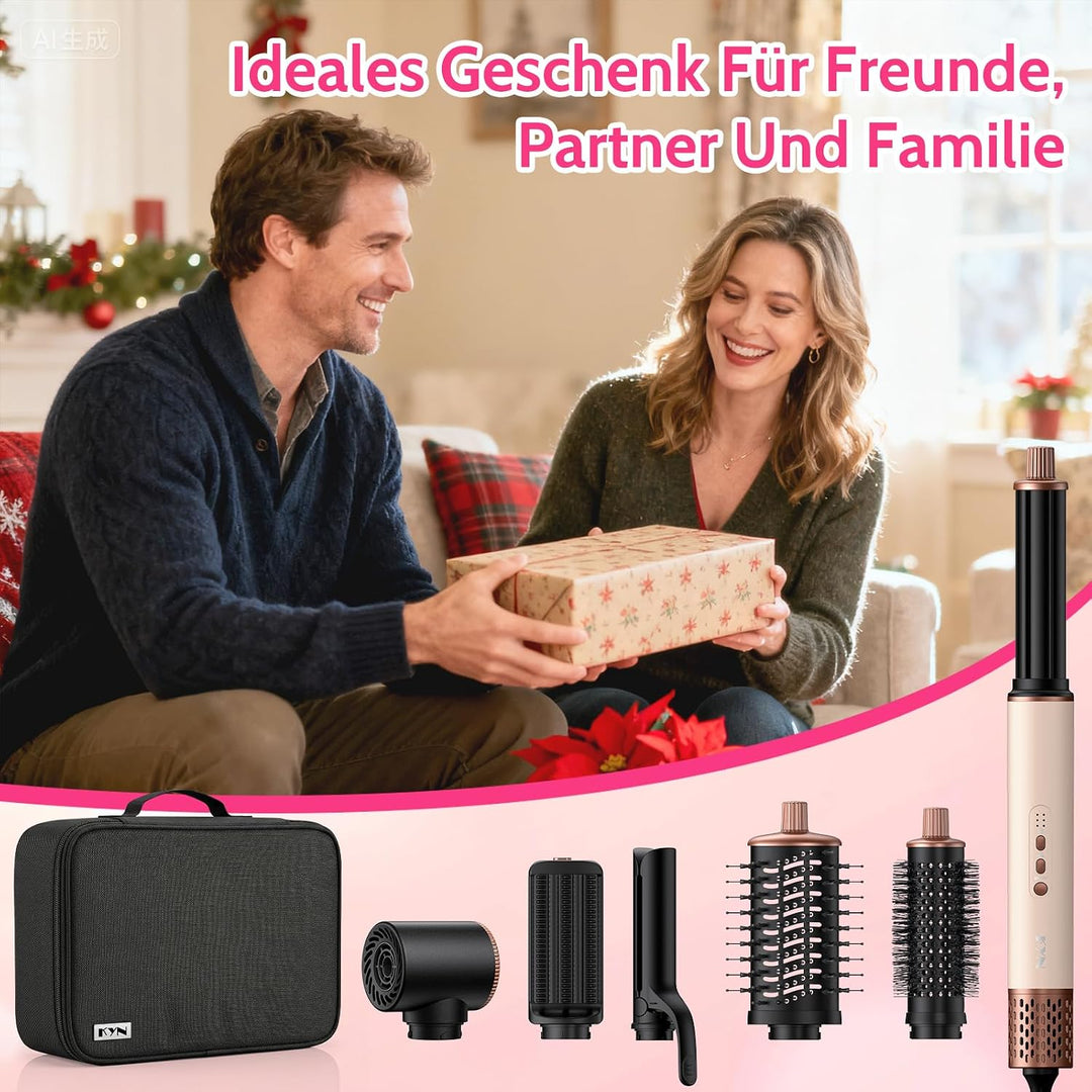 6 in 1 Hairstyler,1400w Hochgeschwindigkeits Airstyler rundbürstenföhn mit Lockenstab Automatisch, W