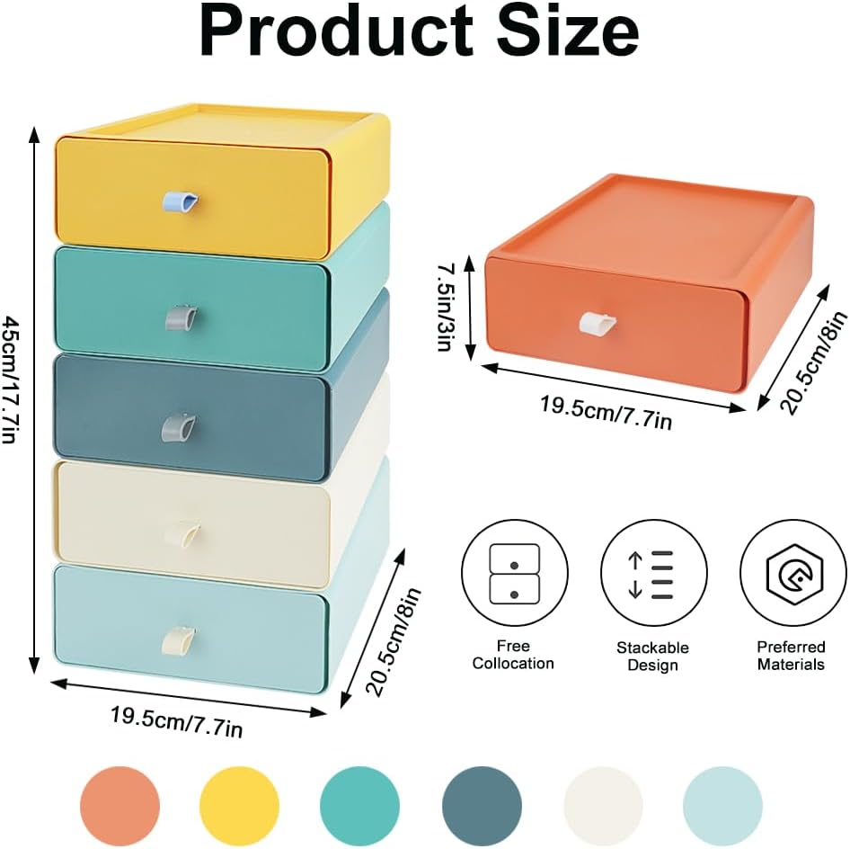 Schreibtisch Schubladenbox, Stapelbarer Organizer Drawer mit Etiketten, Grosse Kunststoff Office Bas