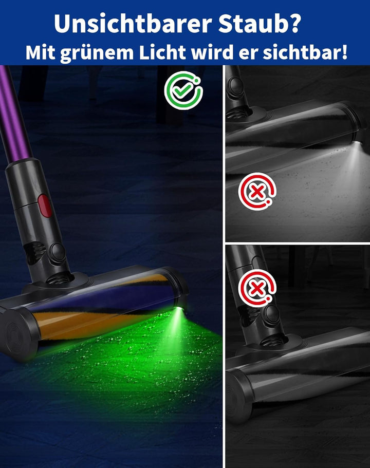 Bodendüse für Dyson V7 V8 V10 V11 V15 Staubsauger Bürste Ersatzteil Softwalze Bodenbürste mit LED-Li