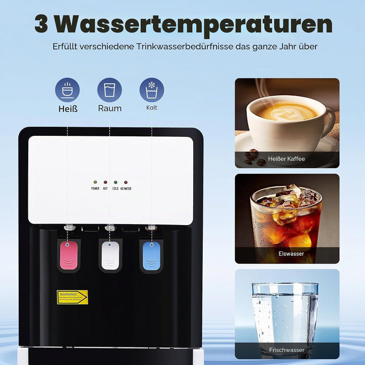 500W Wasserspender Bodenstehender Wasserspender mit Thermostat Schutzfunktion Kalt Heiss Doppelfunkt