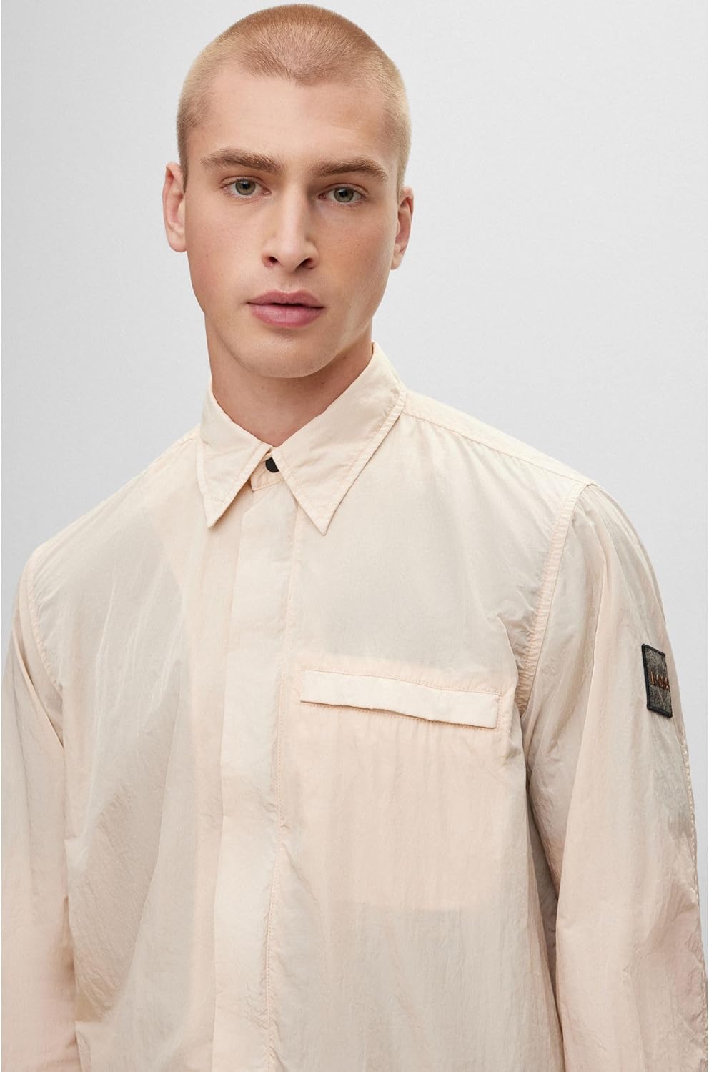 BOSS Herren Laio Oversized Overshirt mit verdecktem Reissverschluss M Open Beige290, M Open Beige290