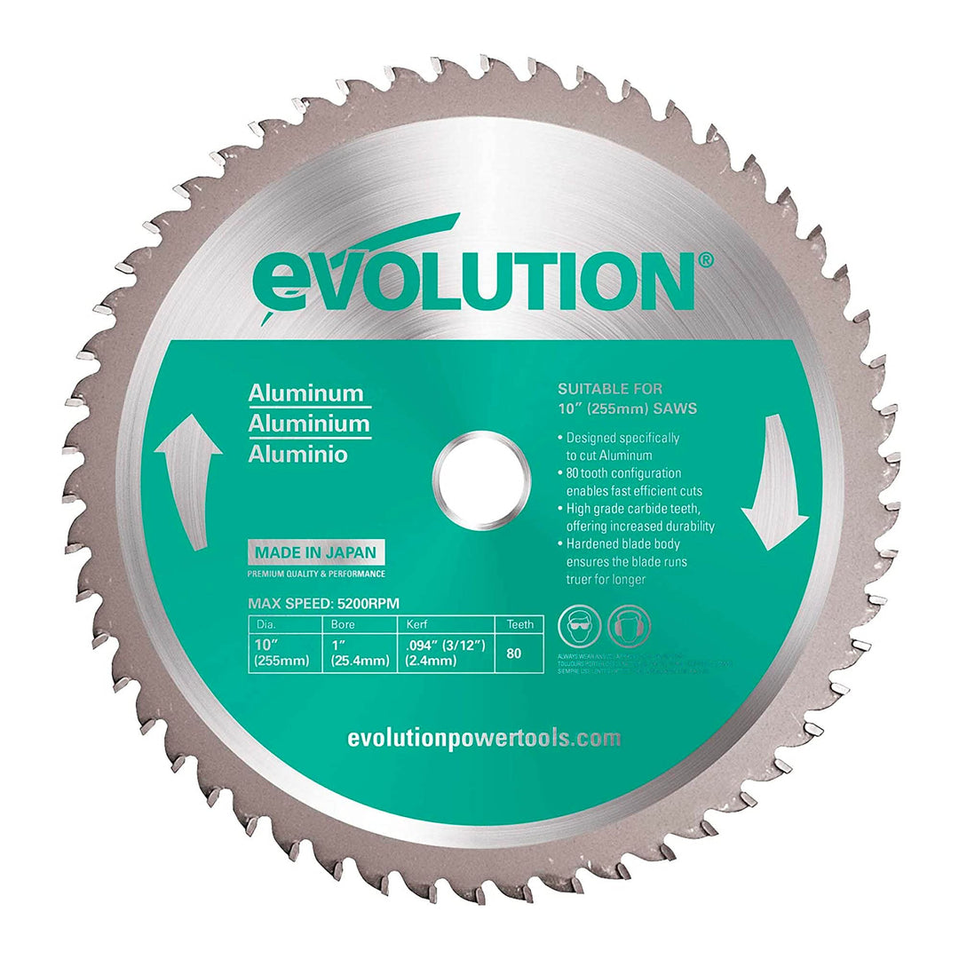 Evolution A255TCT-80MS - 255 mm Sägeblatt zum Schneiden von Aluminium - Metall-Sägeblatt Hartmetallb