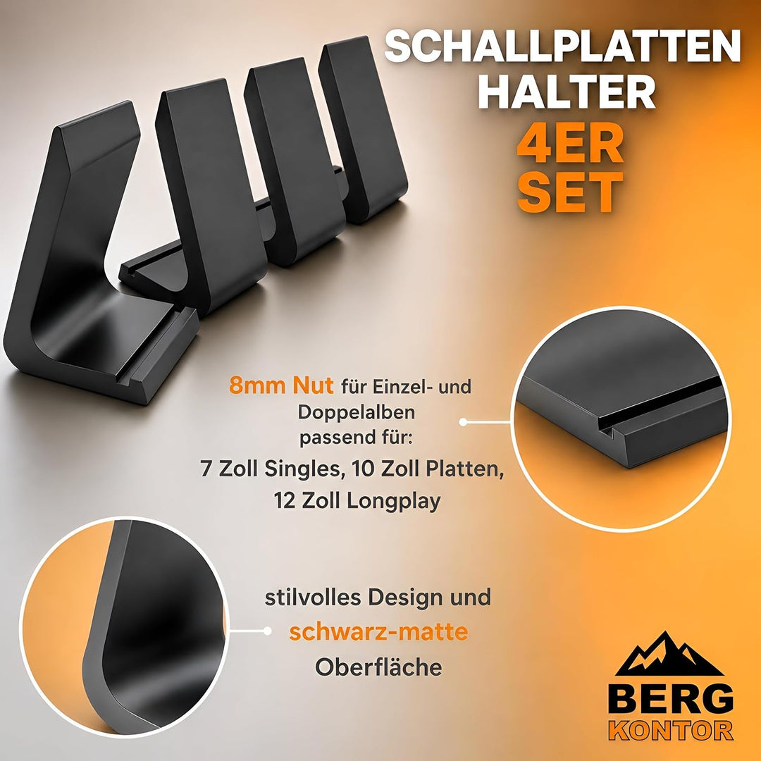 4er Set Schallplattenständer – Modernes Vinyl Display & LP Aufsteller für 7", 10" & 12" Platten – El