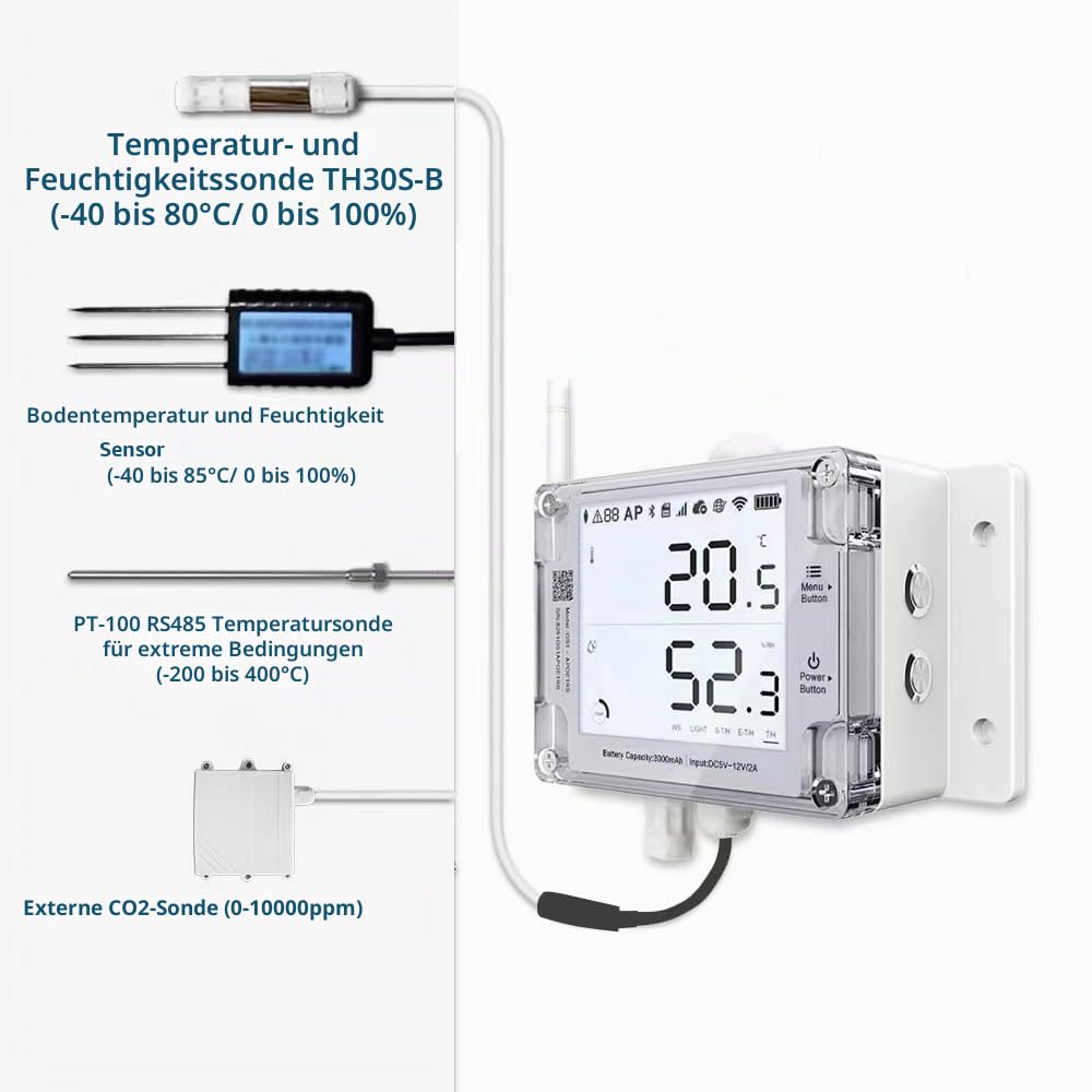 UbiBot GS1-A1RS Industrietauglicher Temperatur- und Feuchtigkeitsrekorder, WiFi-Verbindung, unterstü