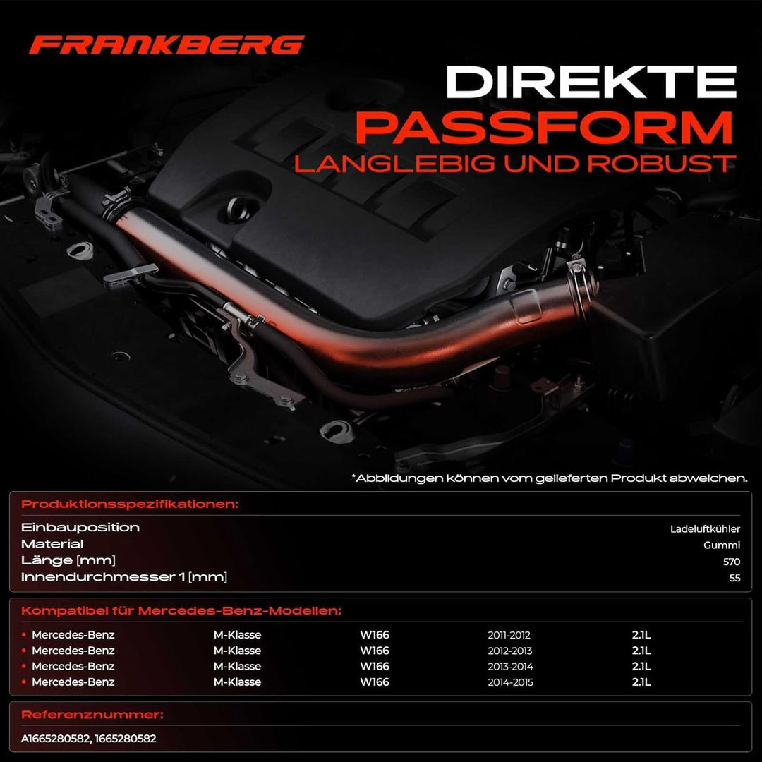 Ladeluftschlauch Turboschlauch für M-Klasse W166 ML 250 CDI/BlueTEC 4matic SUV Diesel 2011-2015 1665