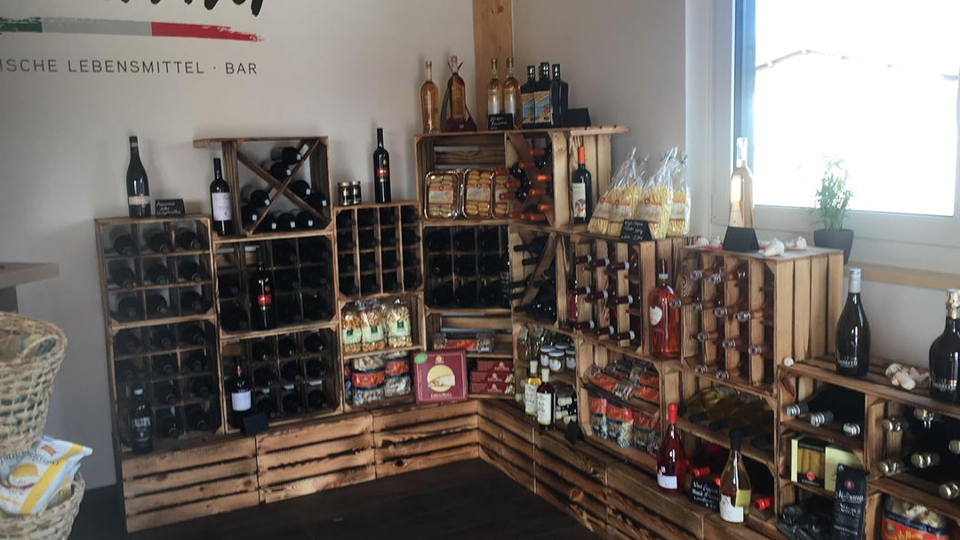 Kistenkolli Altes Land geflammtes Weinregal Holz 16er Masse 40x40x27cm Regalkiste Flaschenablage Win