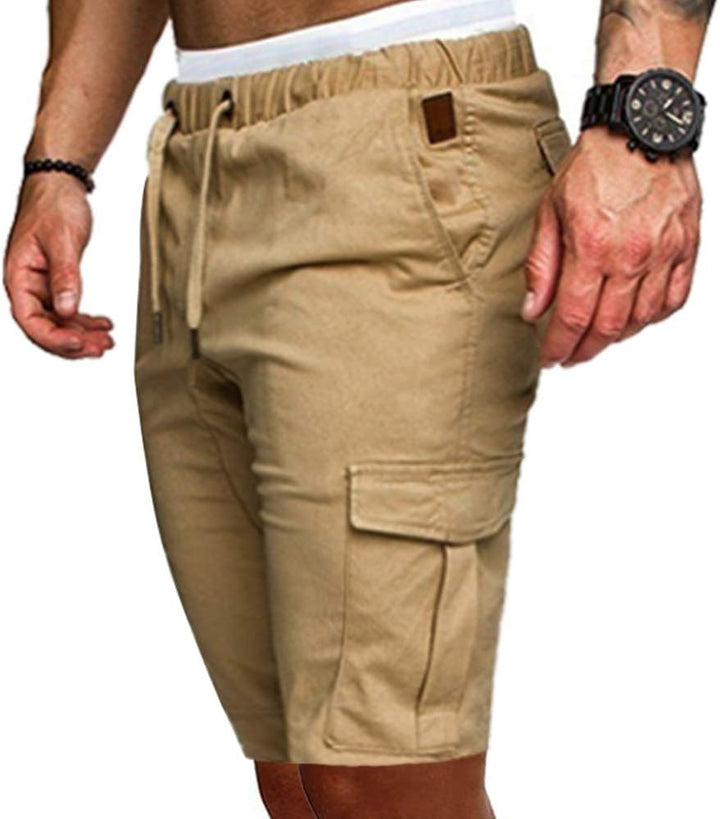 Cindeyar Herren Shorts Sommer Chino Jeans Kurze Hosen Stretch Jogger Cargo Shorts Slim-Fit M 175khak