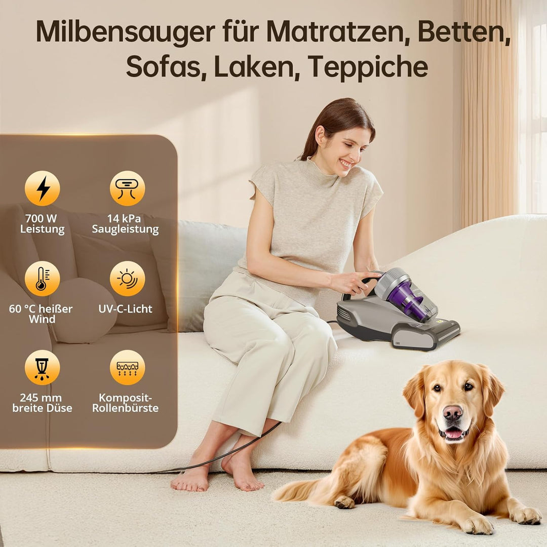 Jimmy JV35 Milbensauger für Matratzen mit UV-licht 700W Leistung, Heisser Wind Funktion, Doppelter Z