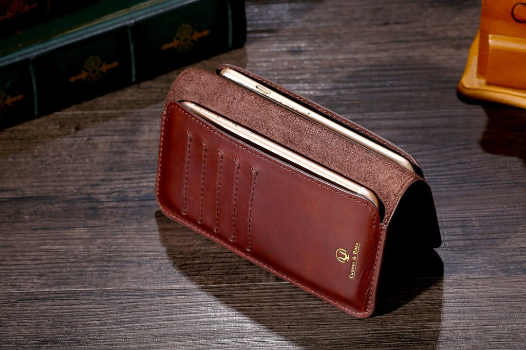 Cronus &amp; Rhea - Smartphone Geldbörse aus Leder - Modell: Cerberus - Mit Geschenkbox - Geldbeutel Hül