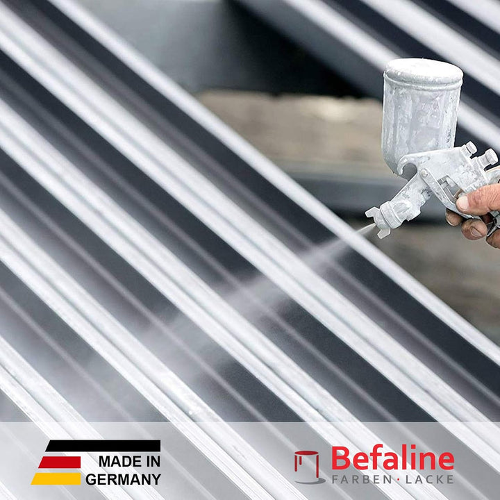 Befaline © Metallschutzlack 3 in 1 Metalllack 5l Platingrau, Metallfarbe, Metallschutzfarbe für Meta