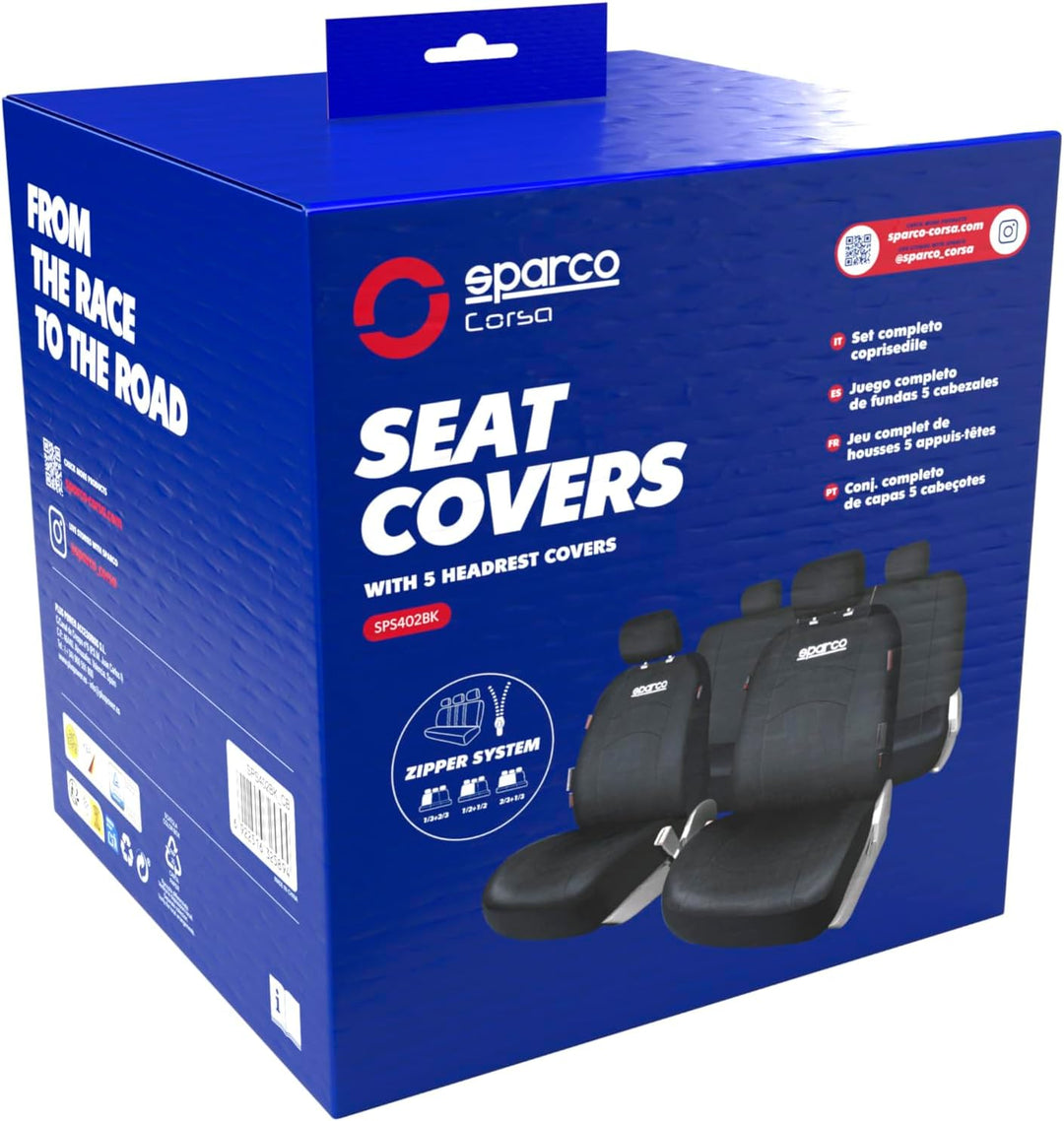 SPARCO SPCS402BK Schonbezüge-Kompletteset von 5 Kopfstützen, Schwarz 402 INTL SPC 402 SCHWARZ, 402 I