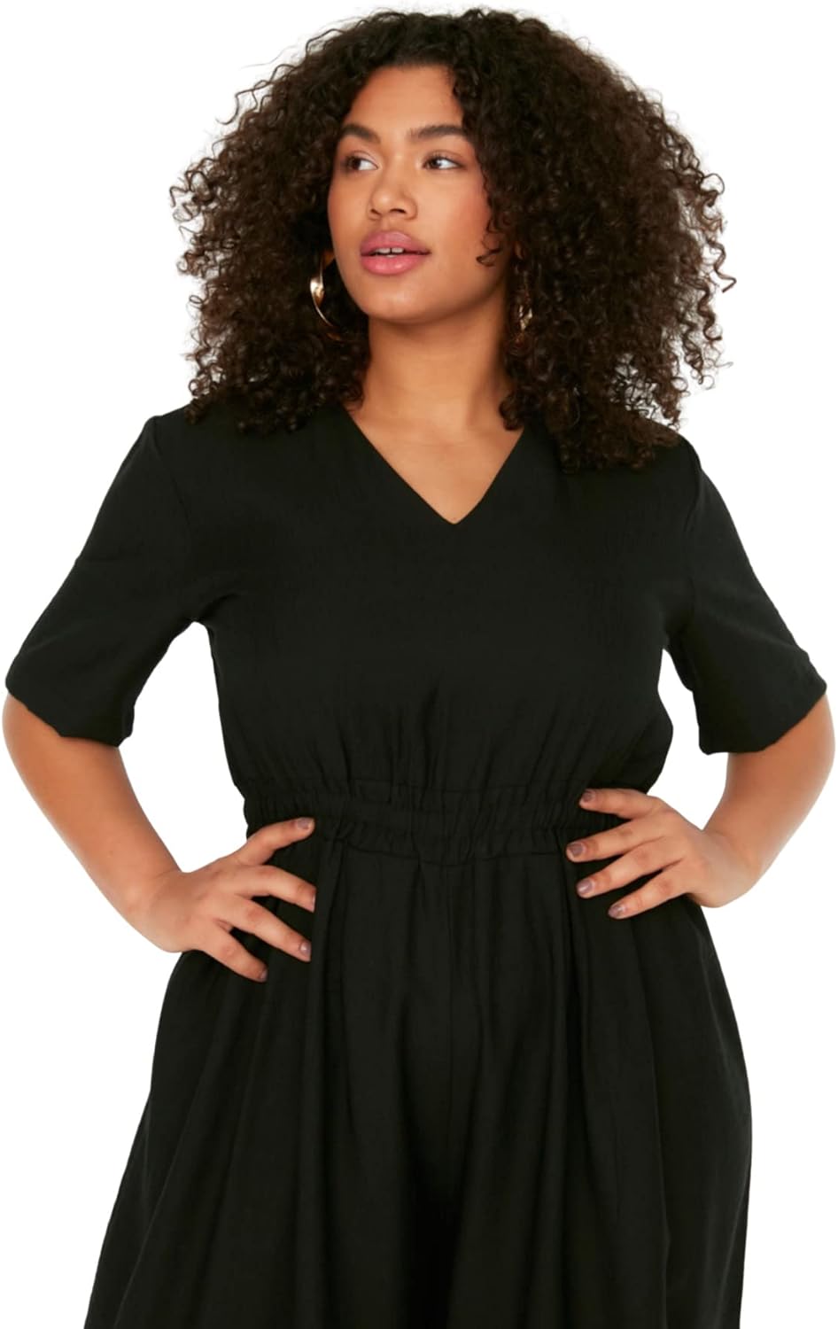 TRENDYOL Damen Women Plain Woven Plus Size Overall 44 Plus Schwarz, 44 Plus Schwarz