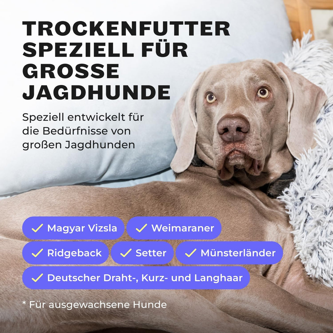 HEY HOLY Premium Trockenfutter für grosse Jagdhunde getreidefrei | 7kg Hundefutter für ausgewachsene