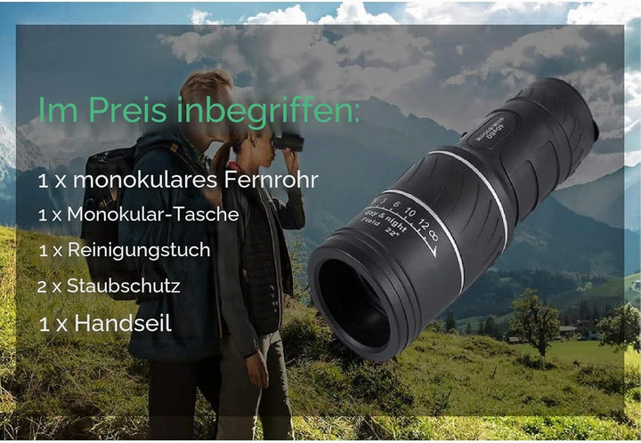Monokular Teleskop, 40 × 60 HD Monokulares Wasserdichtes Hochleistung Zoom Mini Outdoor Night Film T