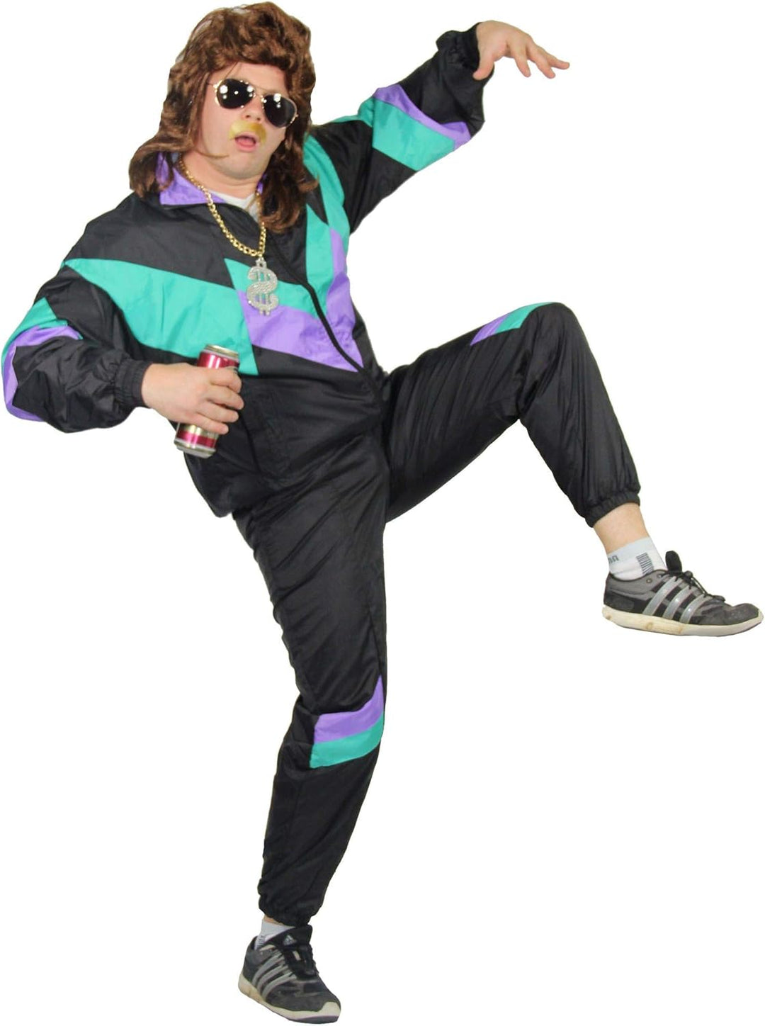 Foxxeo 80er Jahre Kostüm für Erwachsene Premium 80s Trainingsanzug Assianzug Assi - Herren Grösse S-