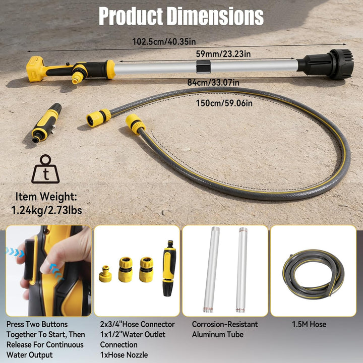 Kabellose Stick Wassertransferpumpe Kompatibel mit Dewalt 18V, Tragbare Umfüllpumpe, 3M Kopfhöhe, 36