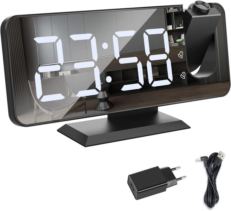 Exmate Projektionswecker, Digital Wecker mit Projektion, USB-Ladeanschluss, 7.5&