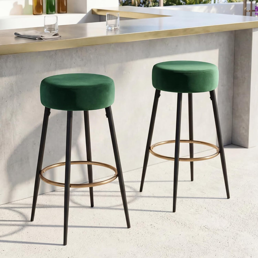 Duhome Barhocker 2er Set Barstühle Runde Tresenhocker Samt Bistrohocker mit Fussstütze für Bistro Kü