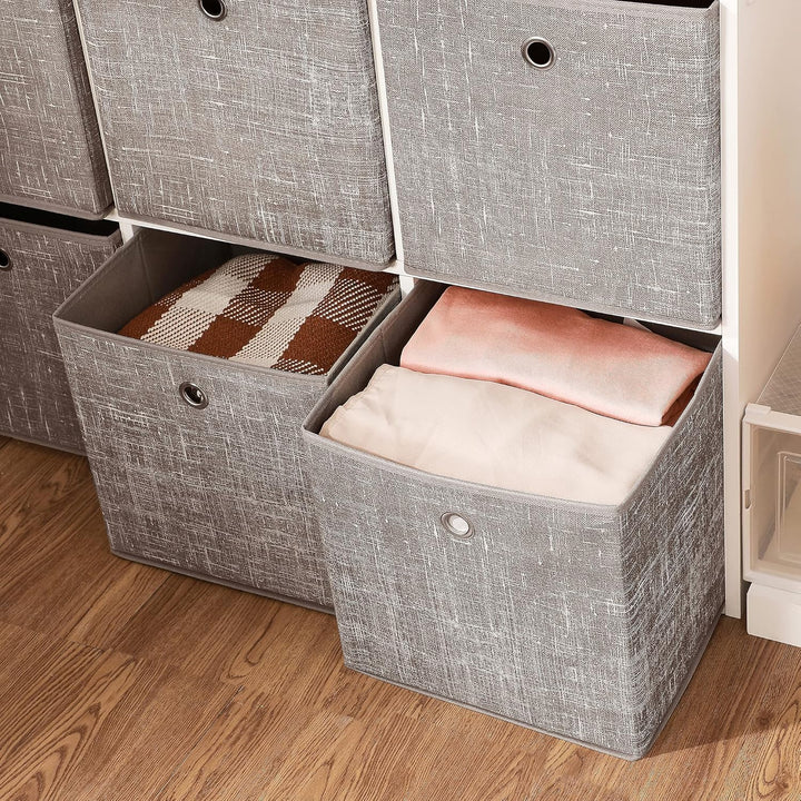 SONGMICS Aufbewahrungsbox, 6er Set, Ordnungsboxen aus Vliesstoff mit Griff, Boxen Aufbewahrung, 30 x