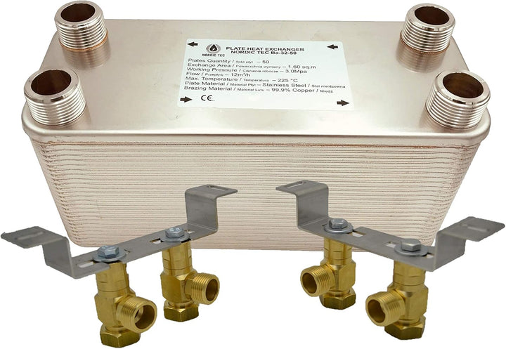 Edelstahl Plattenwärmetauscher Wärmetauscher Nordic Tec Ba-32-50 50 Platten 285kW 1” mit Wandbefesti