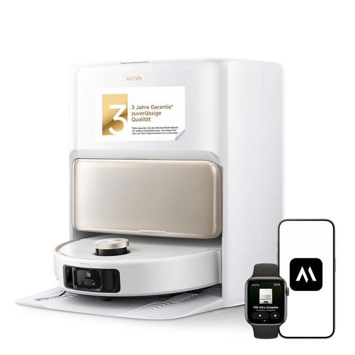 Mova V50 Ultra Complete Saugroboter mit Wischfunktion, Einer Saugkraft von 24.000 Pa, anhebbare Navi