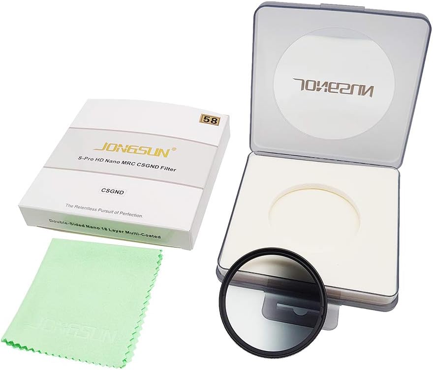 JONGSUN 58mm ND Filter, Grauer Verlaufsfilter Neutraldichtefilter, 18-Schichten Mehrfachbeschichtung