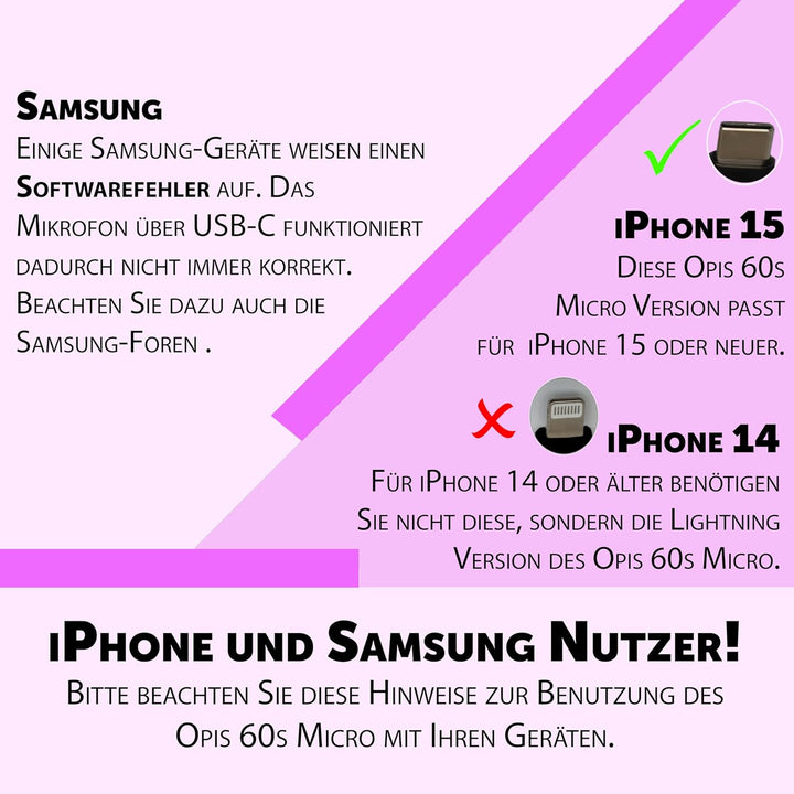 Opis 60s Micro - Retro Handyhörer für Android Smartphones, Tablets, Notebooks und Handys in der Form