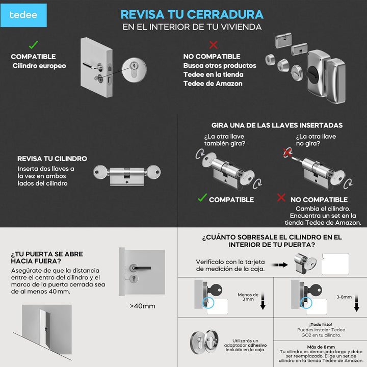 tedee Lock GO 2 Aluminium Set |smartes Türschloss Schwarz | biometrisches Tastenfeld Schwarz | Smart