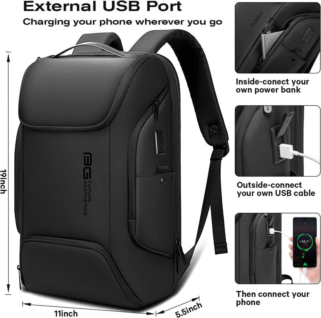 BANGE Laptop Business Männer Rucksack Wasserdicht Grosse Kapazität Externe Lade Port Tasche Grau Mod