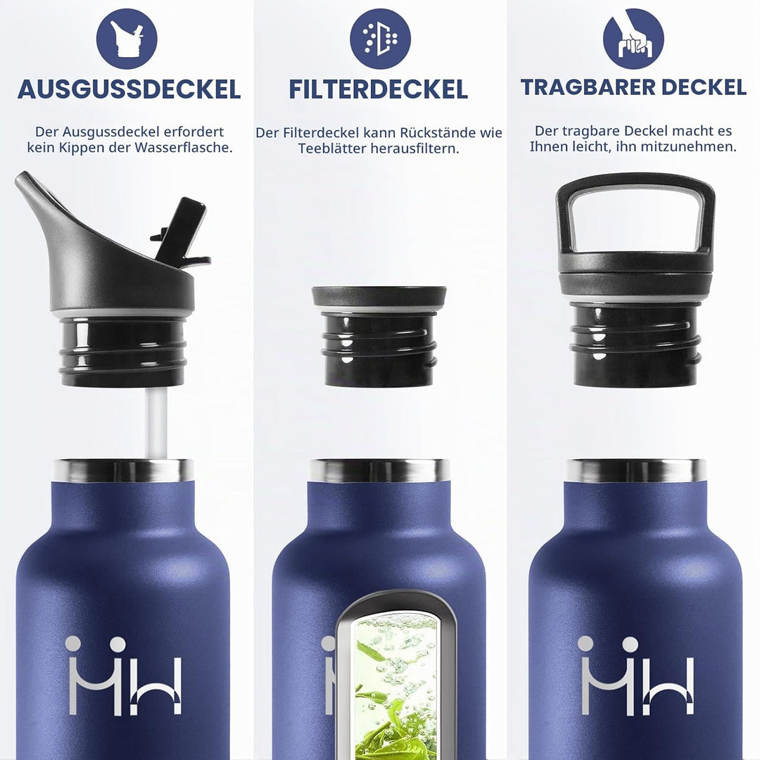 HoneyHolly Trinkflasche 750ML, BPA-Frei, Trinkflasche Edelstahl, Auslaufsichere Isolierflasche Doppe