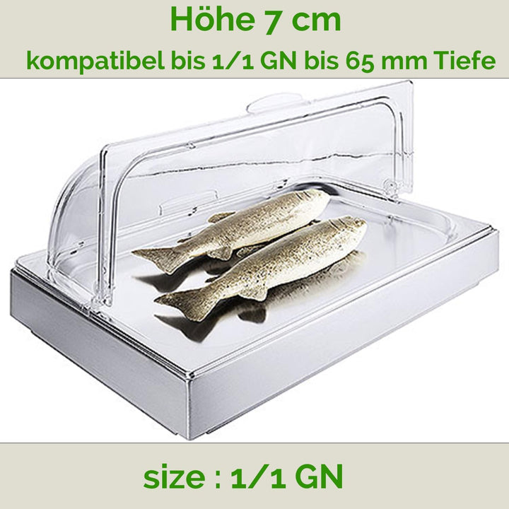 Kerafactum Hochwertiger Edelstahlrahmen für GN 1/1 Platten – 7 cm Höhe Edelstahl Rahmen für Kühlplat