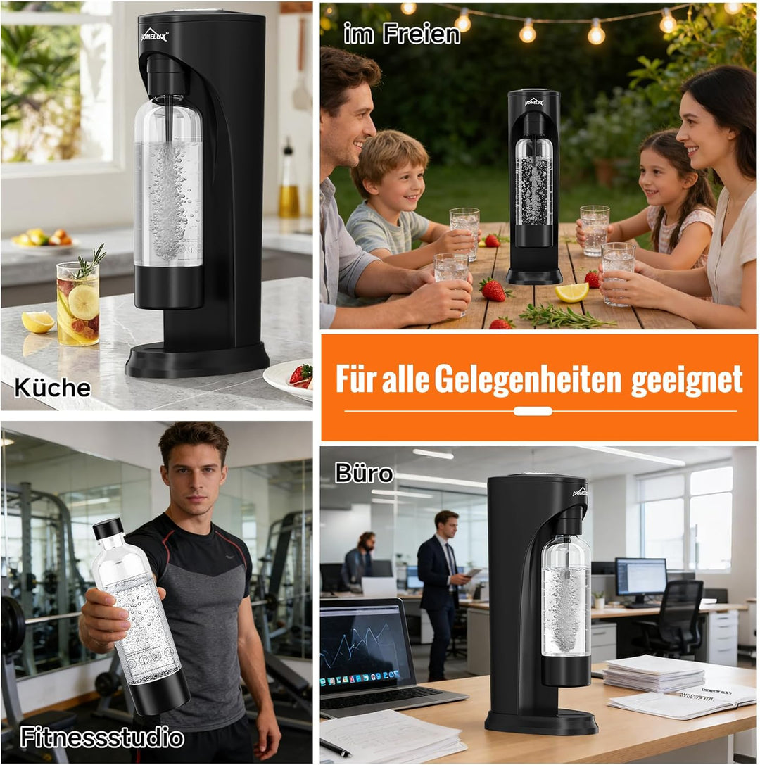 HOMELUX Wassersprudler,Sprudelwasser Maschine,Soda Maker,Wasser Sprudel GeräT,Water Carbonator (Schw