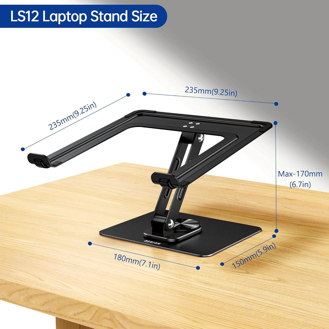 BESIGN LS12 Laptop ständer mit 360 Drehbarer Basis, Verstellbarer ergonomischer Notebook-Ständer, La