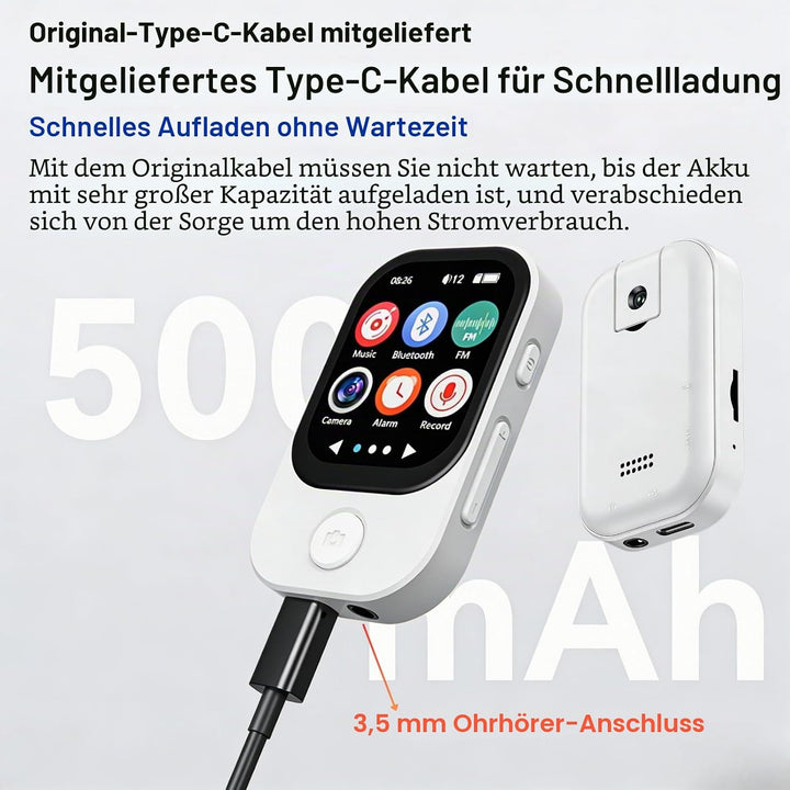 64GB MP3 Player Bluetooth 5.4 mit Kamera 2.01 Zoll Touchscreen MP3-Player mit HiFi Lautsprecher, MP4