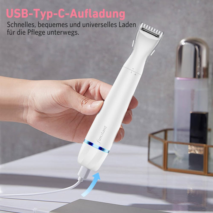 Intimrasierer Damen 2-in-1, Bikini Trimmer mit Präzisionstrimmer und Folienrasierer, Für Intimbereic