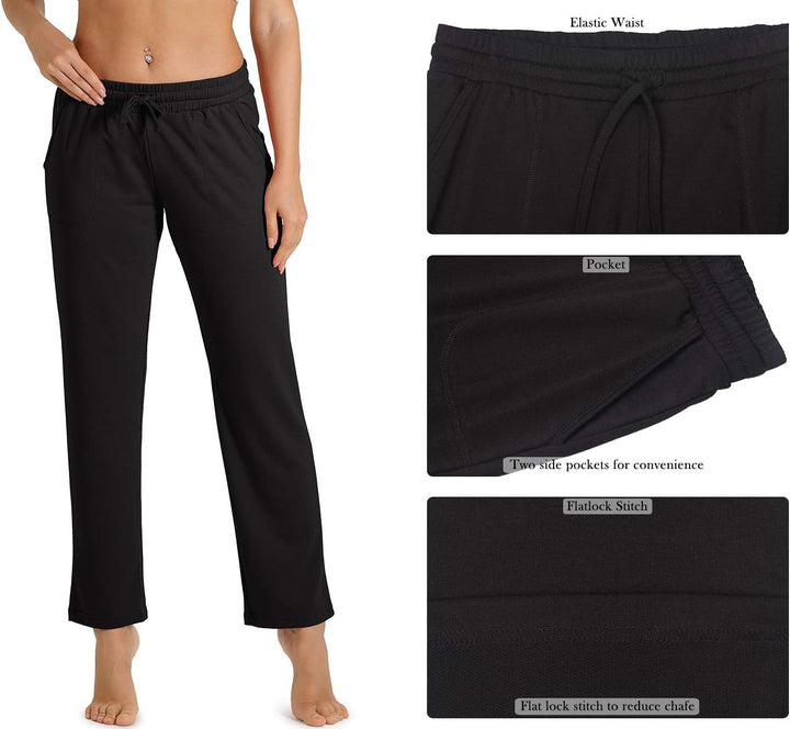 icyzone Damen Jogginghose Sweathose Lang Sporthose Freizeithose geradem Bein Hose mit Tunnelzug M Sc