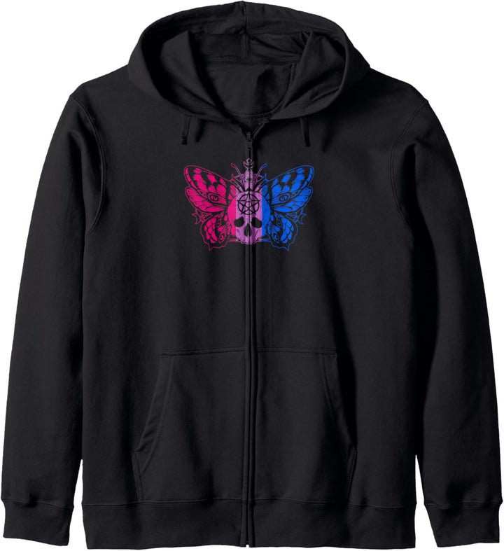 Bisexual Pride Ambsexuell Wicca-Totenkopf Schmetterling Bi-Flagge Kapuzenjacke