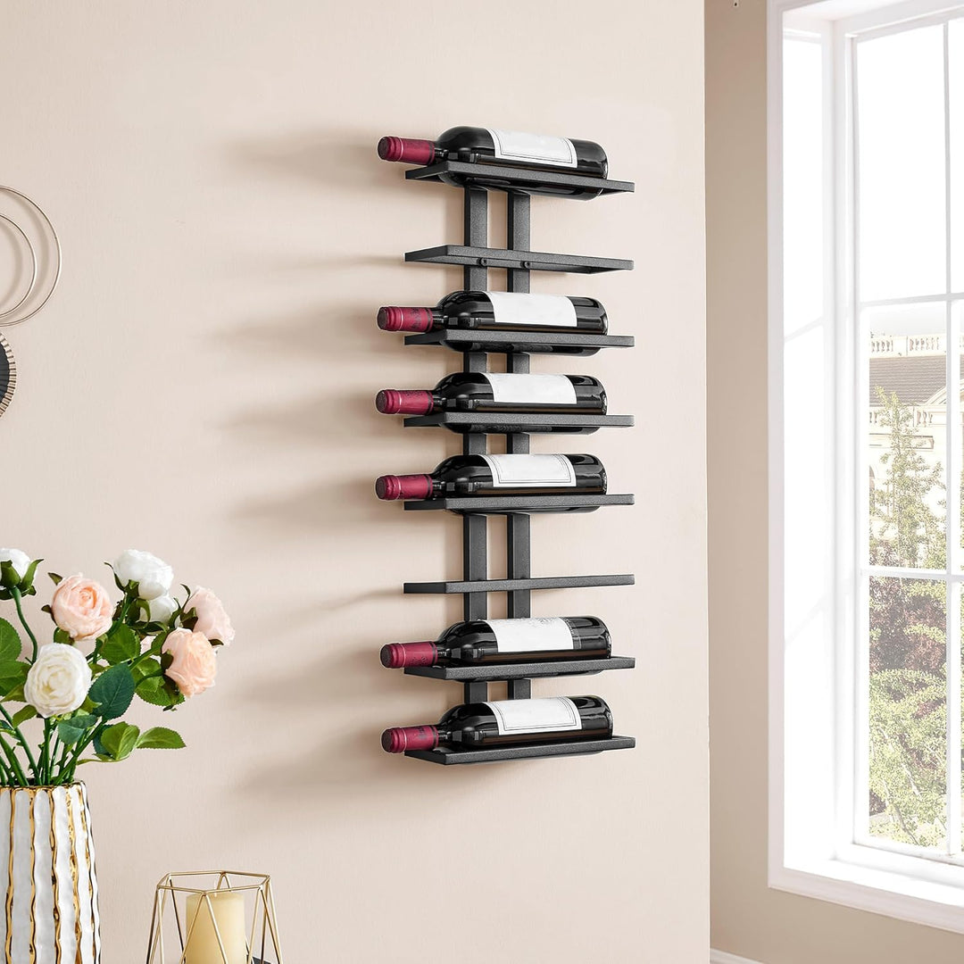 FAVOOSTY Weinregal Wand, Flaschenhalter, Flaschenregal mit 8 Ebenen, Metall Weinregal Hängend Weinfl