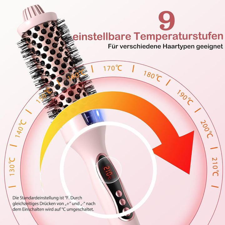 Thermobürste, Thermal Brush Ionische Lockenbürste Erhitzt zur Erzeugung Natürlicher Locken, Haarglät