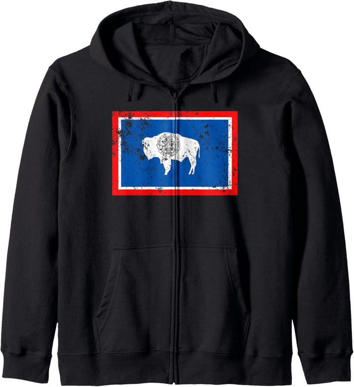 Wyoming State Flag Distressed Kapuzenjacke