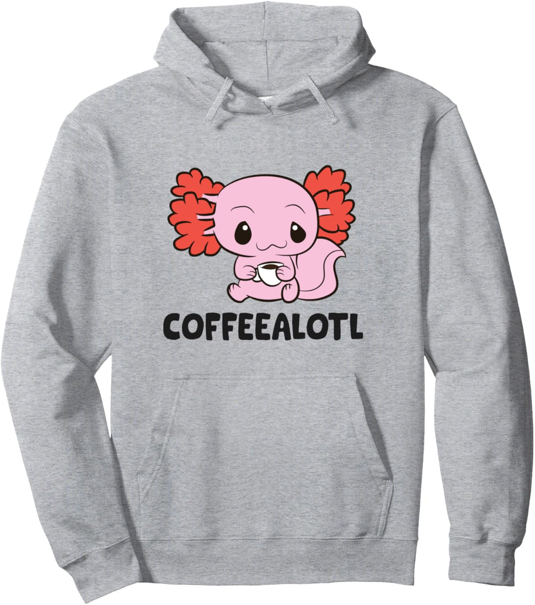 Coffeelotl Axolotl Kaffee Kawaii Axolotl Trinkkaffee Pullover Hoodie