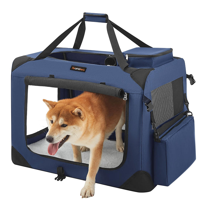 Feandrea Hundebox faltbar, Transportbox Hund, Grösse L, Hundetasche, Oxford-Gewebe, Netzstoff, atmun