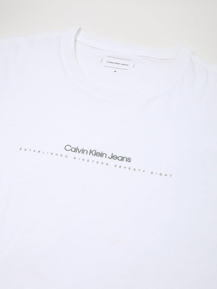 Calvin Klein Jeans Herren Badge Turn Up Sleeve Kurzarm Strickoberteile M Bright White, M Bright Whit