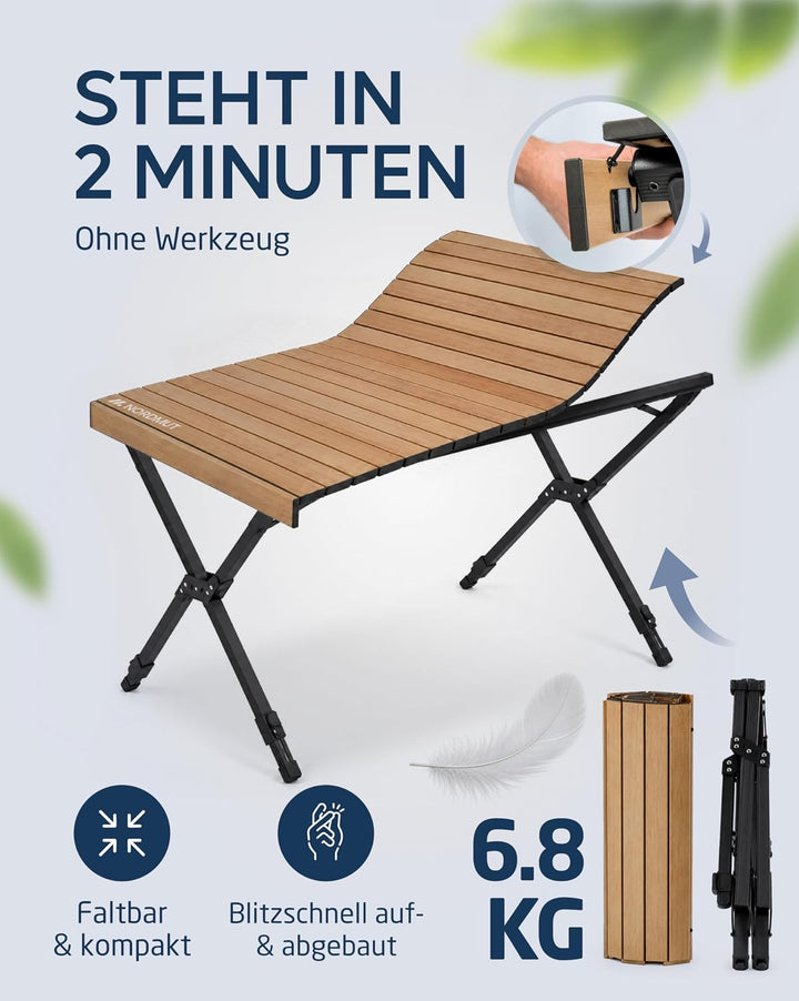 NORDMUT® Campingtisch klappbar – Hochwertiger Klapptisch Camping aus Aluminium – Rostfreier Campingt