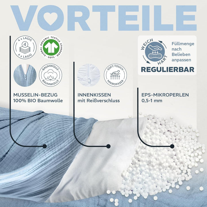 sei Design Stillkissen Mikroperlen XXL Lagerungskissen Schwangerschaftskissen Seitenschläferkissen 1