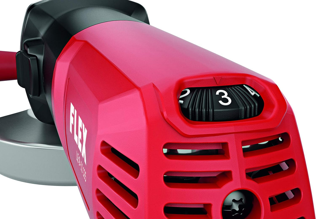 Flex Winkelschleifer LE 9-11 125 (ø 125 mm, 900 Watt, Schleifmaschine inkl. Transportbox L-Boxx, Zus